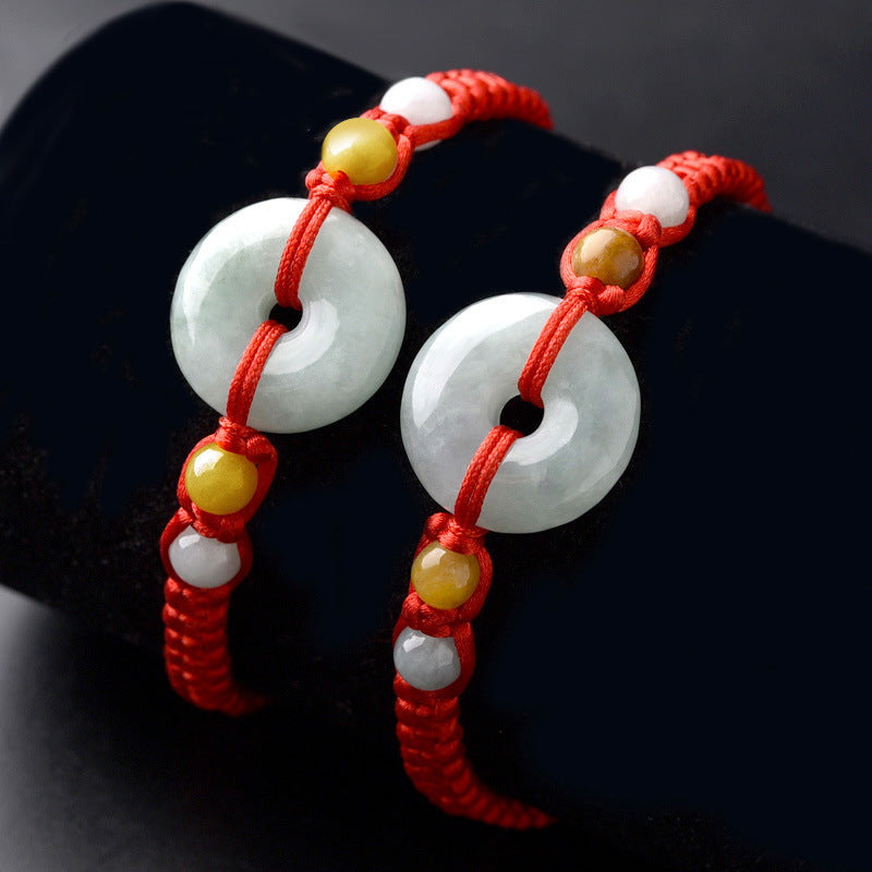 Emerald Round Jade Pendant Bracelet