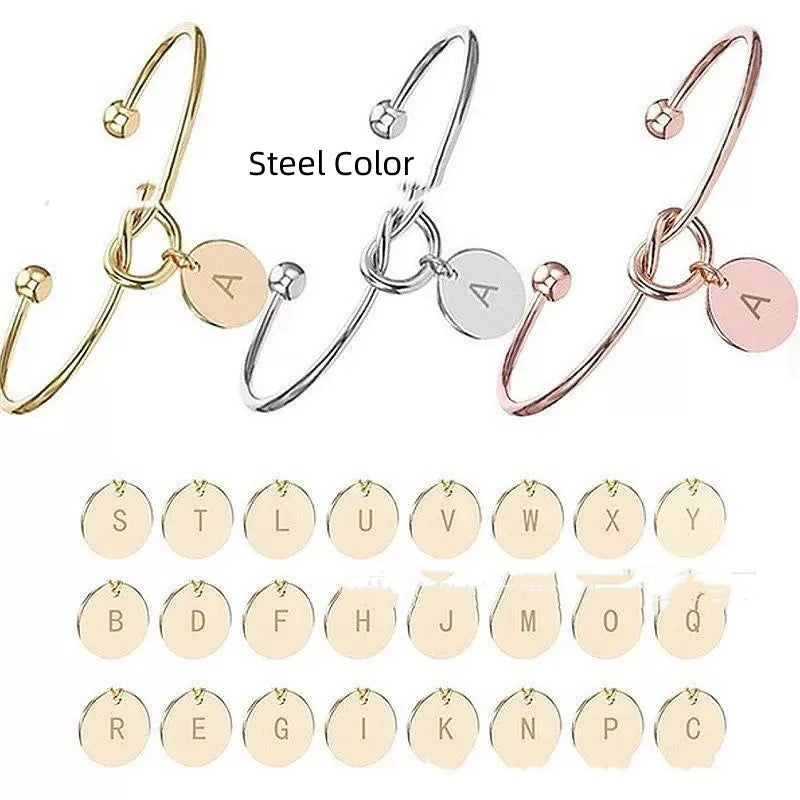 Unisex Titanium Steel Letter Bracelet – DIY Love Heart Wafer Design