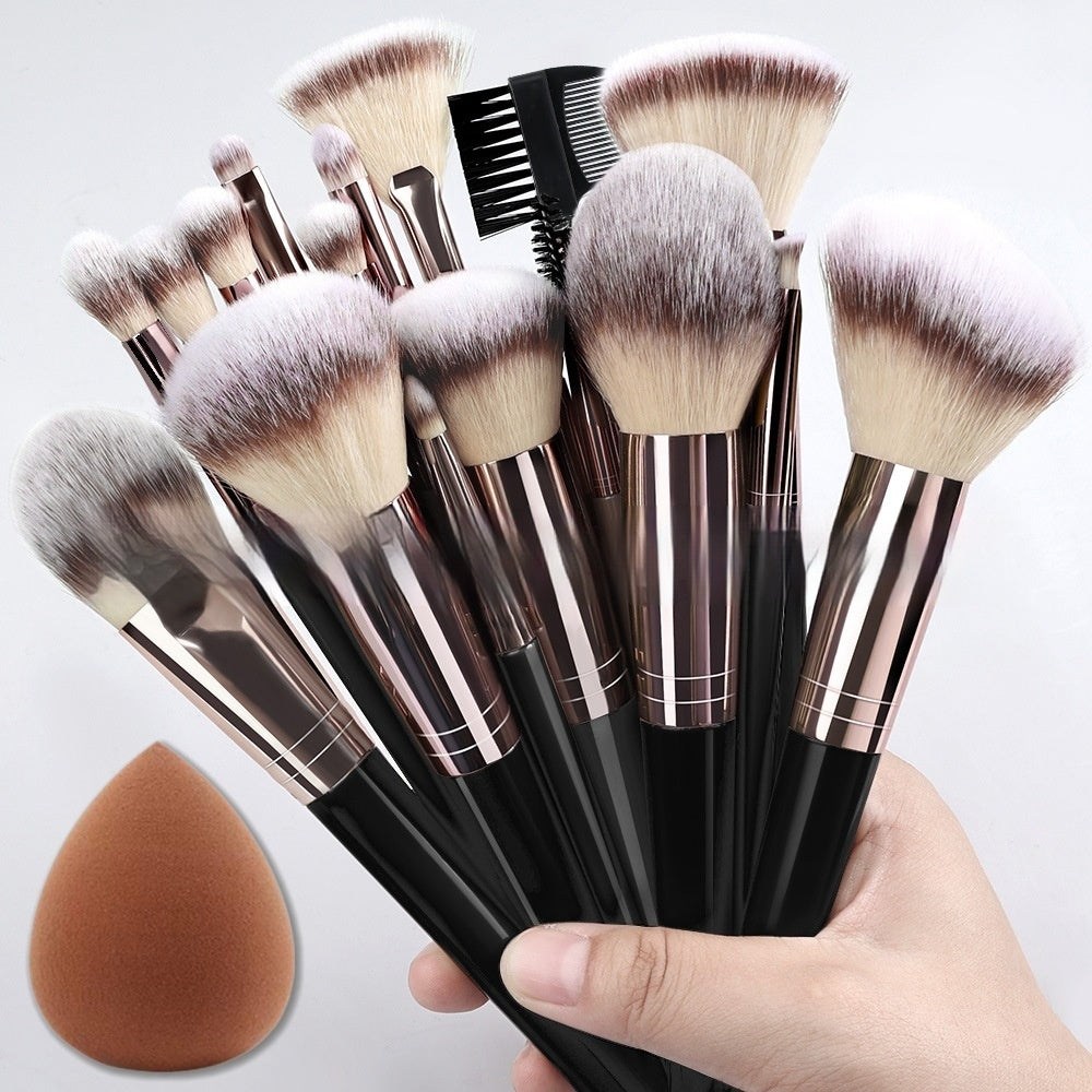 Makeup Brush Set – Professional Black Collection with Multiple Options (3, 10, 15, 18, or 20 Pieces)