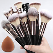 Makeup Brush Set – Professional Black Collection with Multiple Options (3, 10, 15, 18, or 20 Pieces)