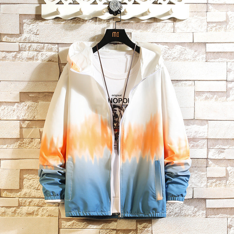 Gradient Couple Student Hooded Long-Sleeve Coat – Casual Sun Protection Jacket