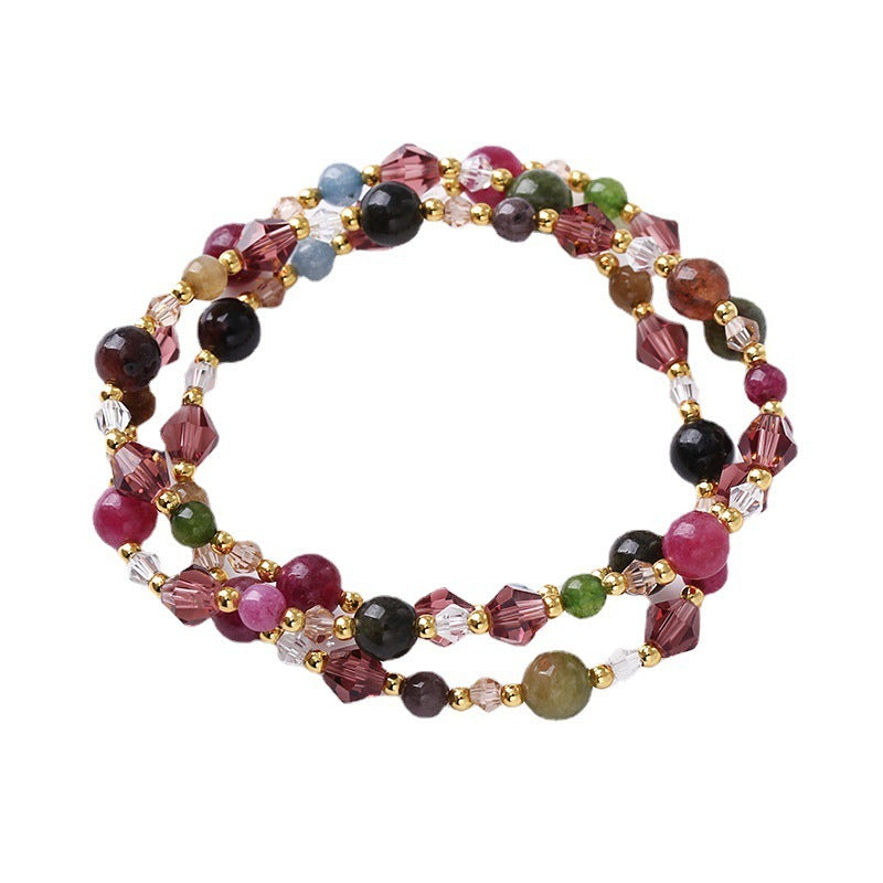 Fashion Colorful Tourmaline Three-ring Bracelet For Women