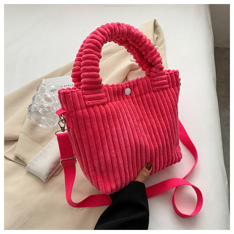 Niche Corduroy Bucket Bag Plush Crossbody