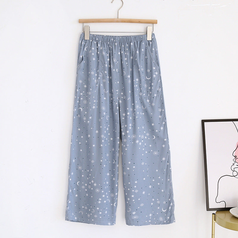 Women’s Lounge Pants – Loose Casual Home Trousers, Soft Elastic Waist with Pockets