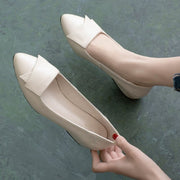 Pumps Women's Chunky Heel Mom Soft Leather Soft Bottom Leather Shoes
