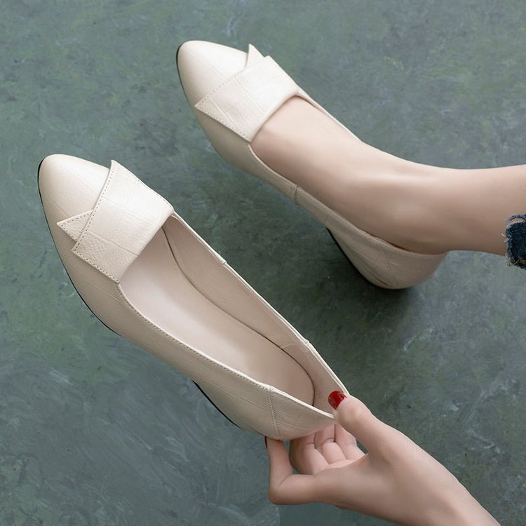 Pumps Women's Chunky Heel Mom Soft Leather Soft Bottom Leather Shoes