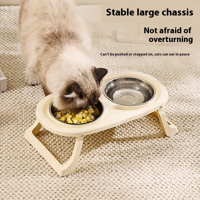 Foldable Plastic Stainless Steel Bowl For Pet Food Basin