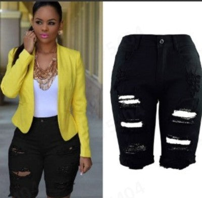 Women’s High-Waist Ripped Denim Shorts – Fashion Cutoffs, Tummy-Flattering