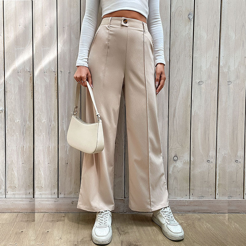 Women's Casual Slacks – Spliced Straight-Leg Pants