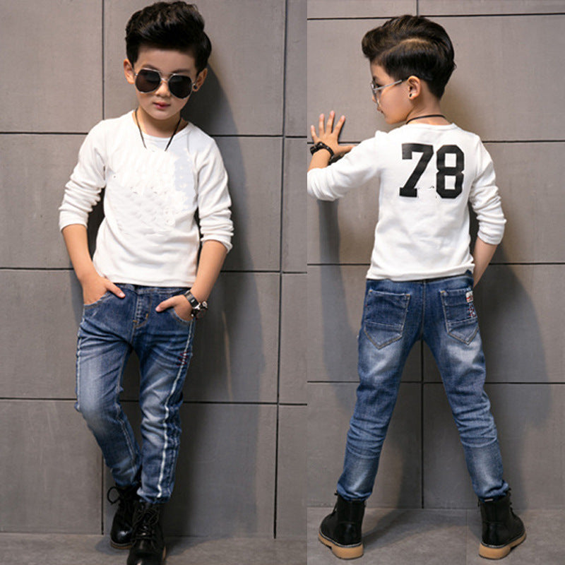 Kids Regular Fit Cotton Casual Pants Straight Leg Trousers