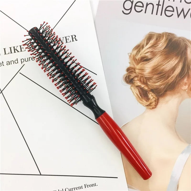 Black & Red Hair Curling Comb – Heat-Resistant Plastic Styling Tool