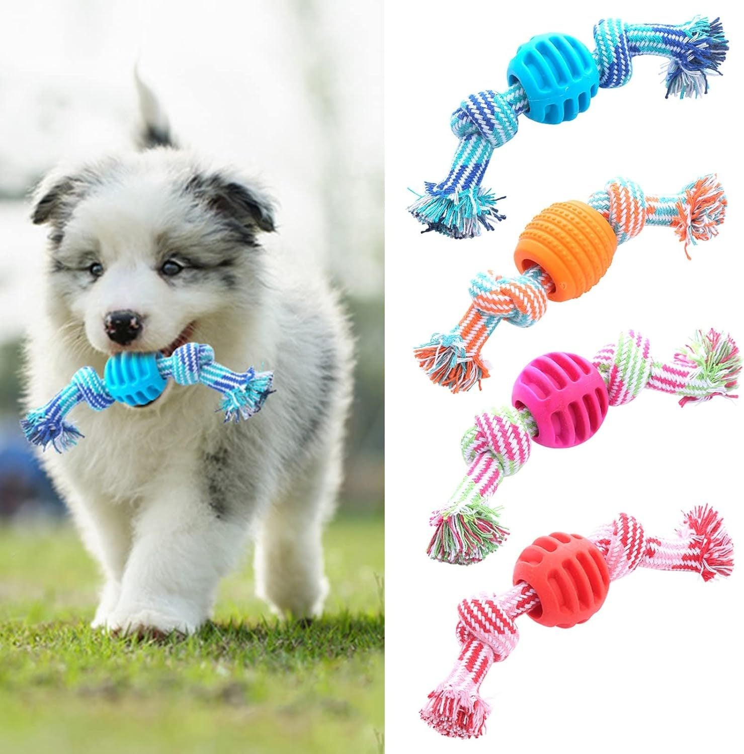 Durable Blue Soft Rope Dog Chew Toy for Teeth Cleaning and Oral Health