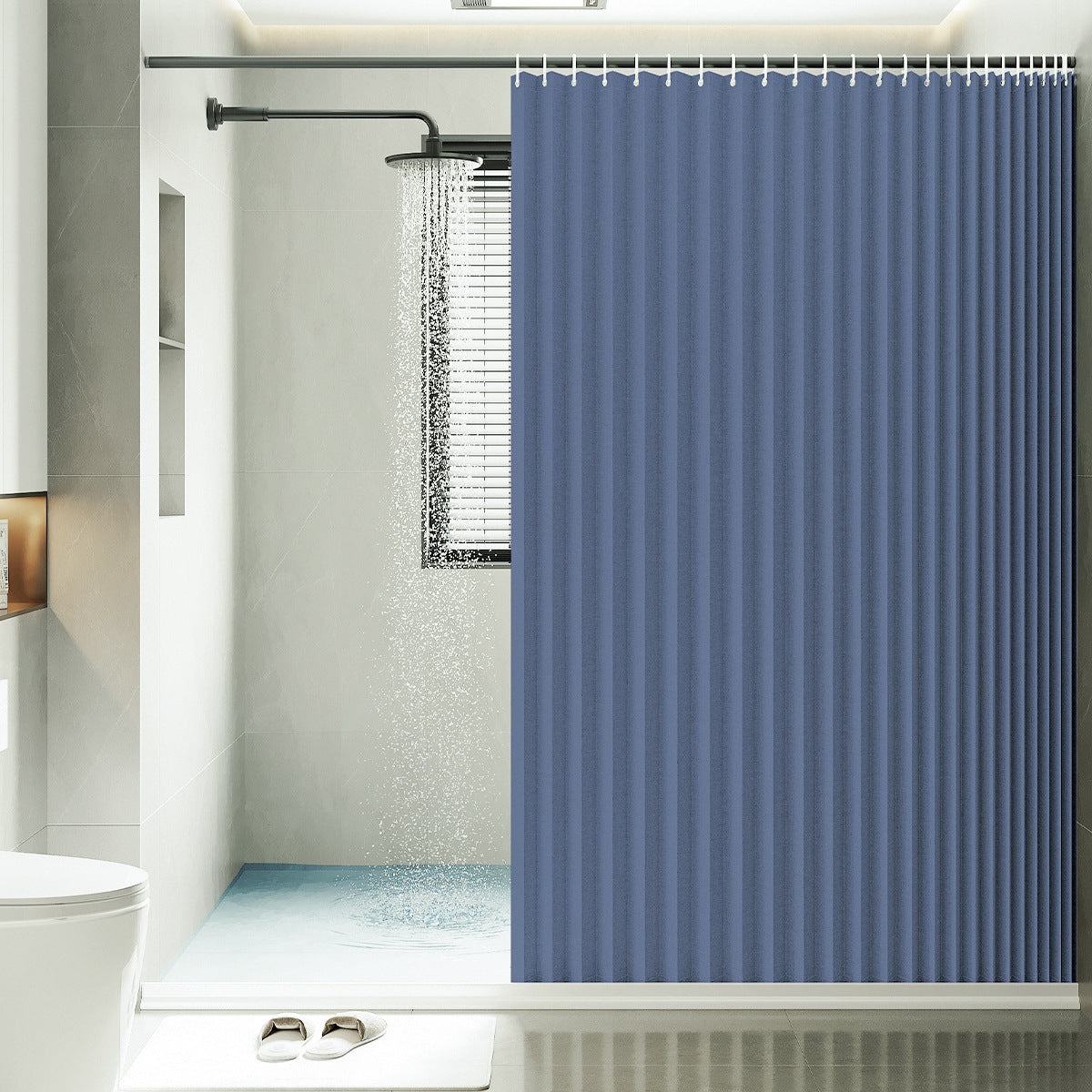 Waterproof Folding Shower Curtain – Hanging Bathroom Divider, Space-Saving