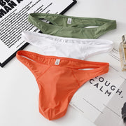 Mesh Men's Underwear  Ice Silk Thong Low Waist Big J Underwear