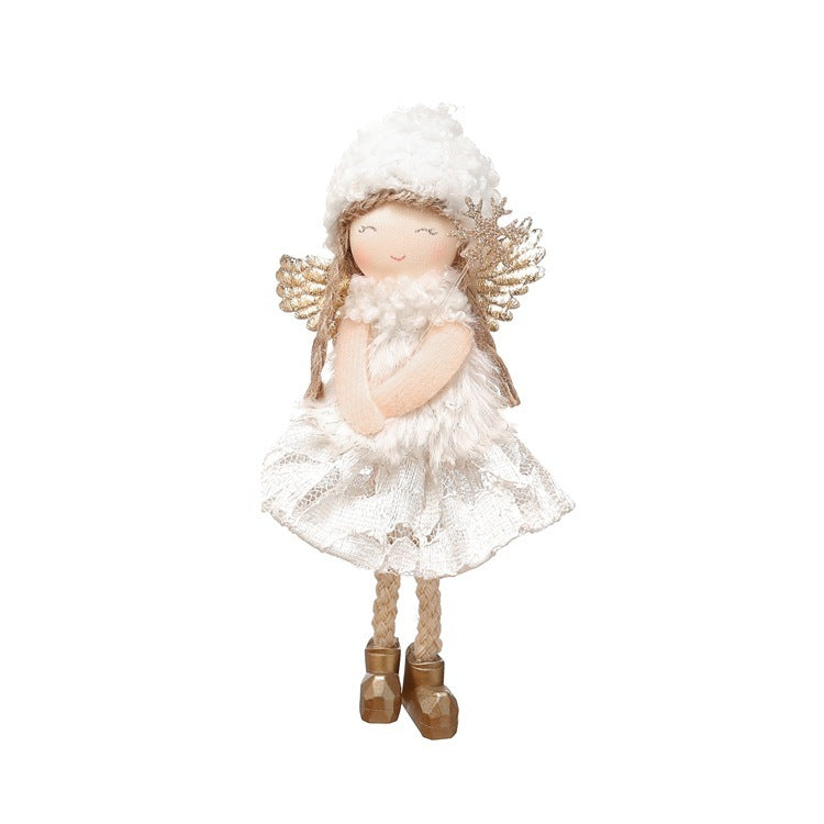 Christmas Lace Angel Doll Pendant with Snowflake for Tree and Window Decorations