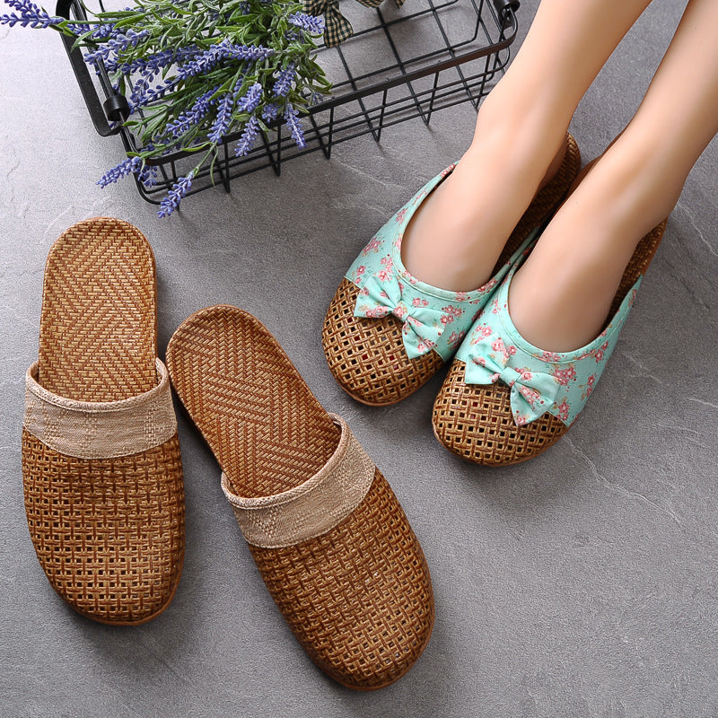 Indoor Non-slip Thick-soled Floor Linen Slippers