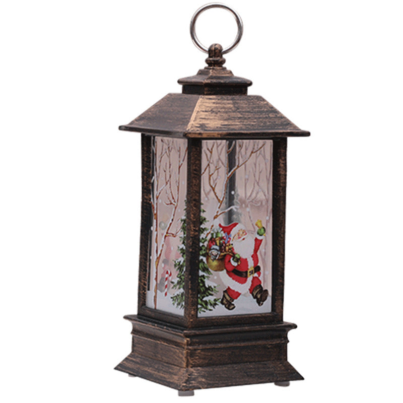 Christmas LED Flame Storm Lantern Candlestick Lamp Decoration