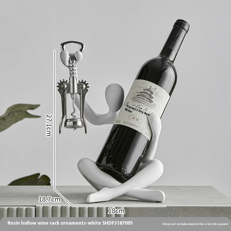 Minimalist Resin Hollow Character Wine Rack – Modern Artistic Bottle Holder