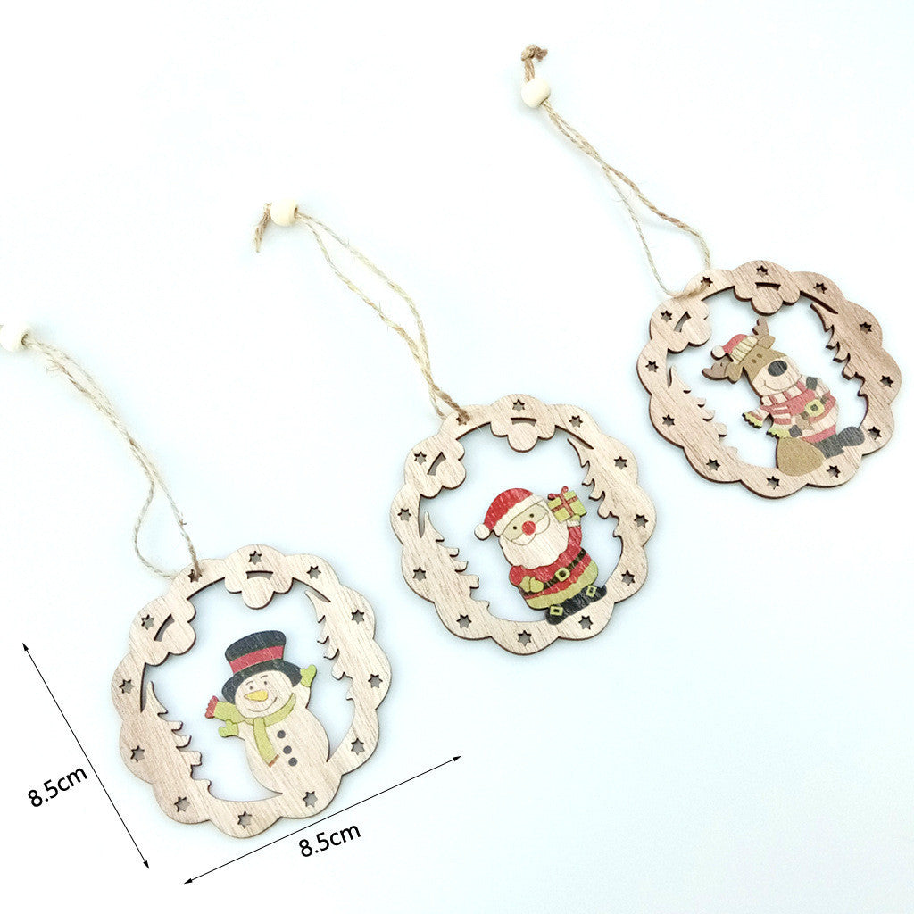 Wooden Christmas Tree Hanging Pendant Set
