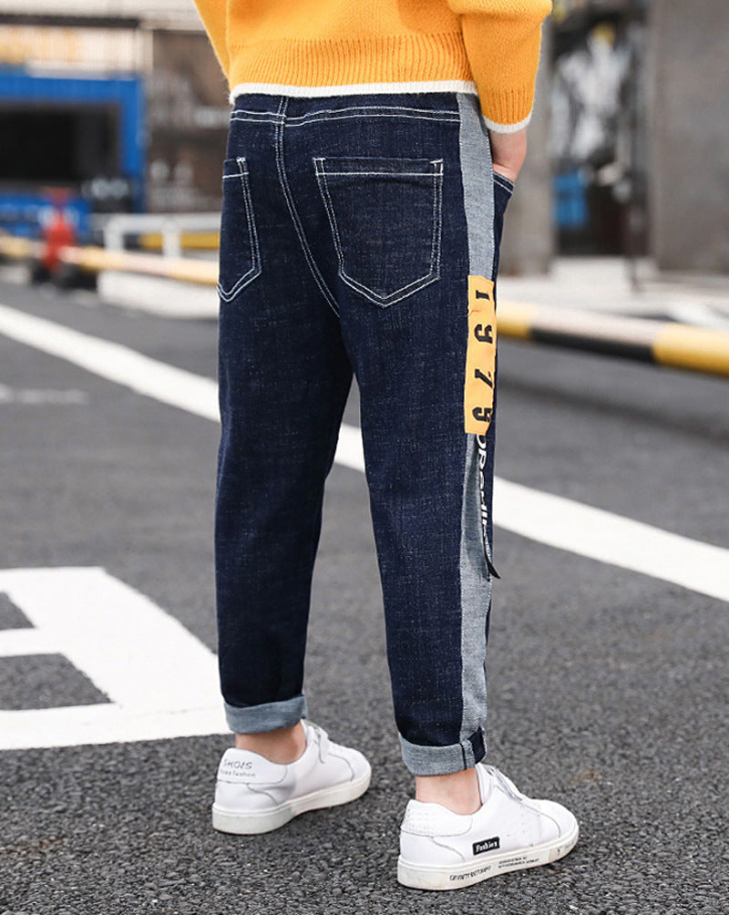 Kids Regular Fit Cotton Casual Pants Straight Leg Trousers