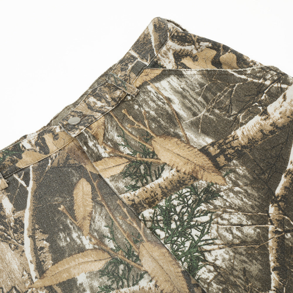 Men's Camouflage Leaf Cargo Shorts Cotton Regular Fit