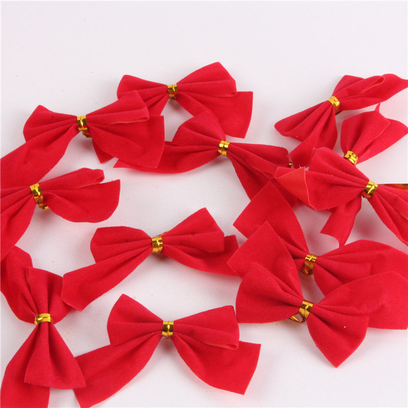 6cm Red Simple Small Flocking Christmas Bow