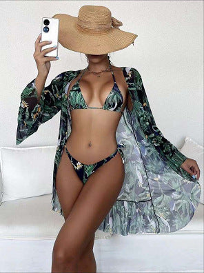 Women’s Quick-Dry High Elasticity 3-Piece Swim Set with Top, Pants & Coat