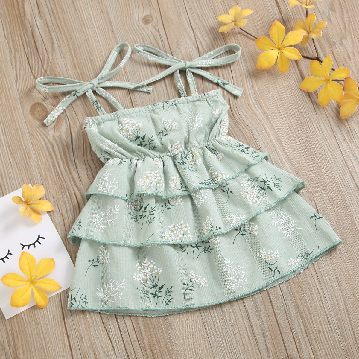 Girl's Cotton Dress With Flower Strap Cake