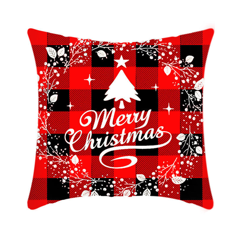 Short Plush Christmas Cushion Cover 45cm Elk Santa Pillow