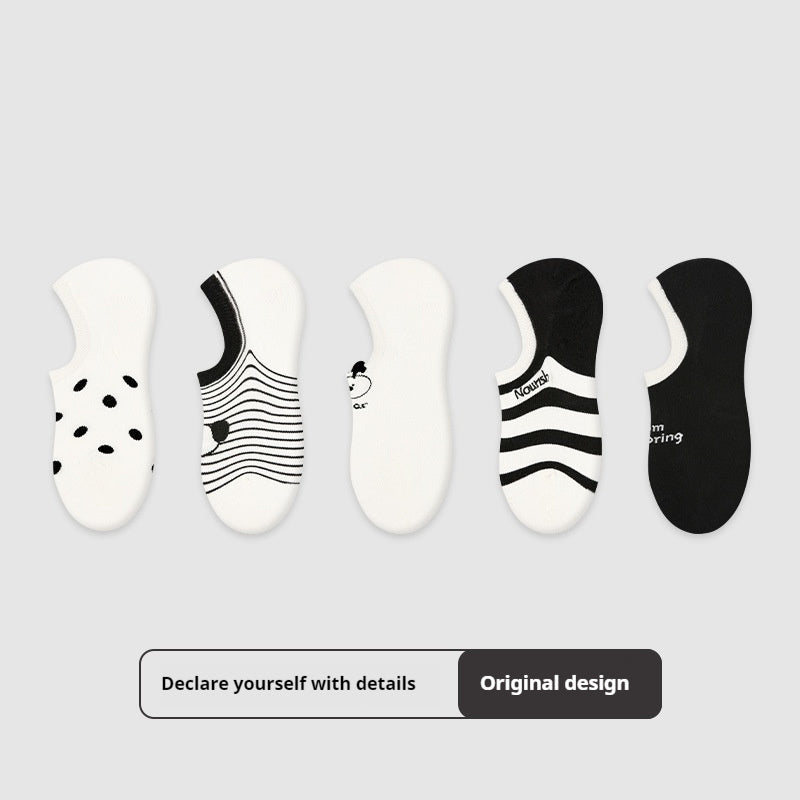 Thin Breathable Retro Color Block Ankle Socks