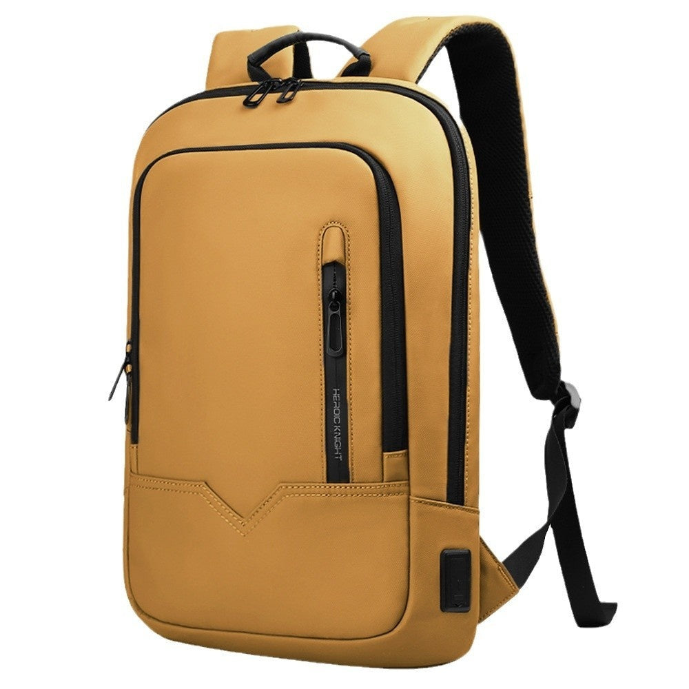 Slim Unisex Solid Color Polyester Commuter Laptop Backpack