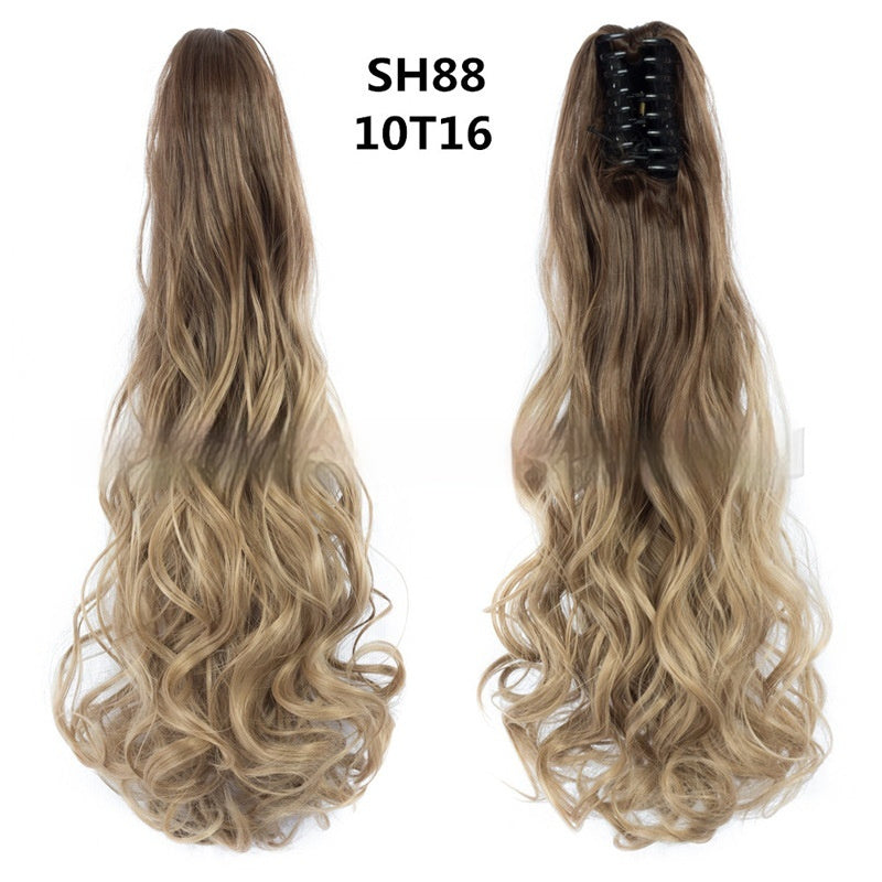 Colorful Long Curly Clip-On Ponytail Wig – Vibrant & Heat-Resistant