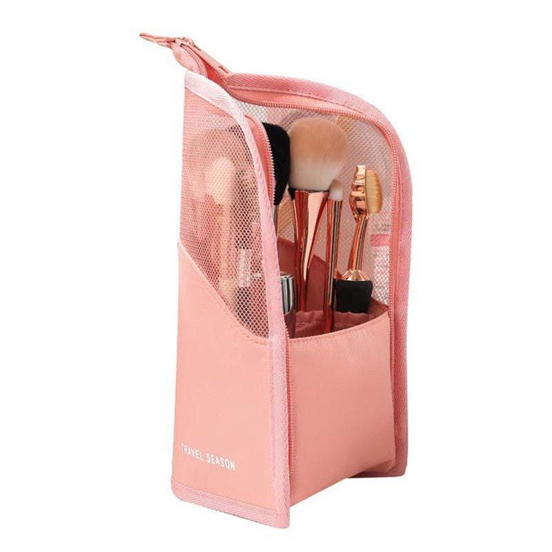 Makeup Brush Case – Waterproof Travel Holder Cup with Zipper, Stand & Foldable Design