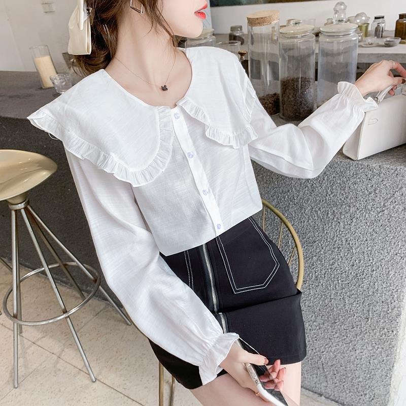 Doll Collar Long-sleeved Chiffon Shirt Women Show Thin Temperament Blouse Trend