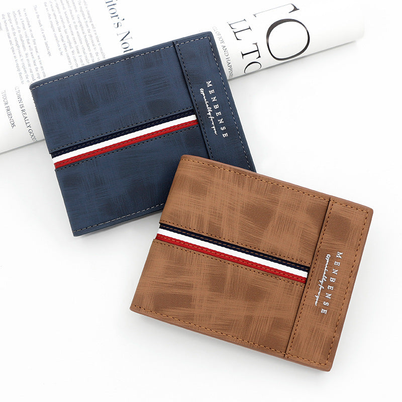 Tri Fold PU Leather Wallet Letters Pattern Unisex Slim