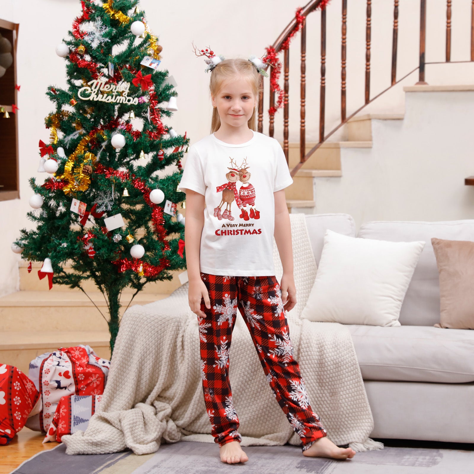 Christmas Parent-Child Plaid Pajama Set – Cozy Printed Homewear