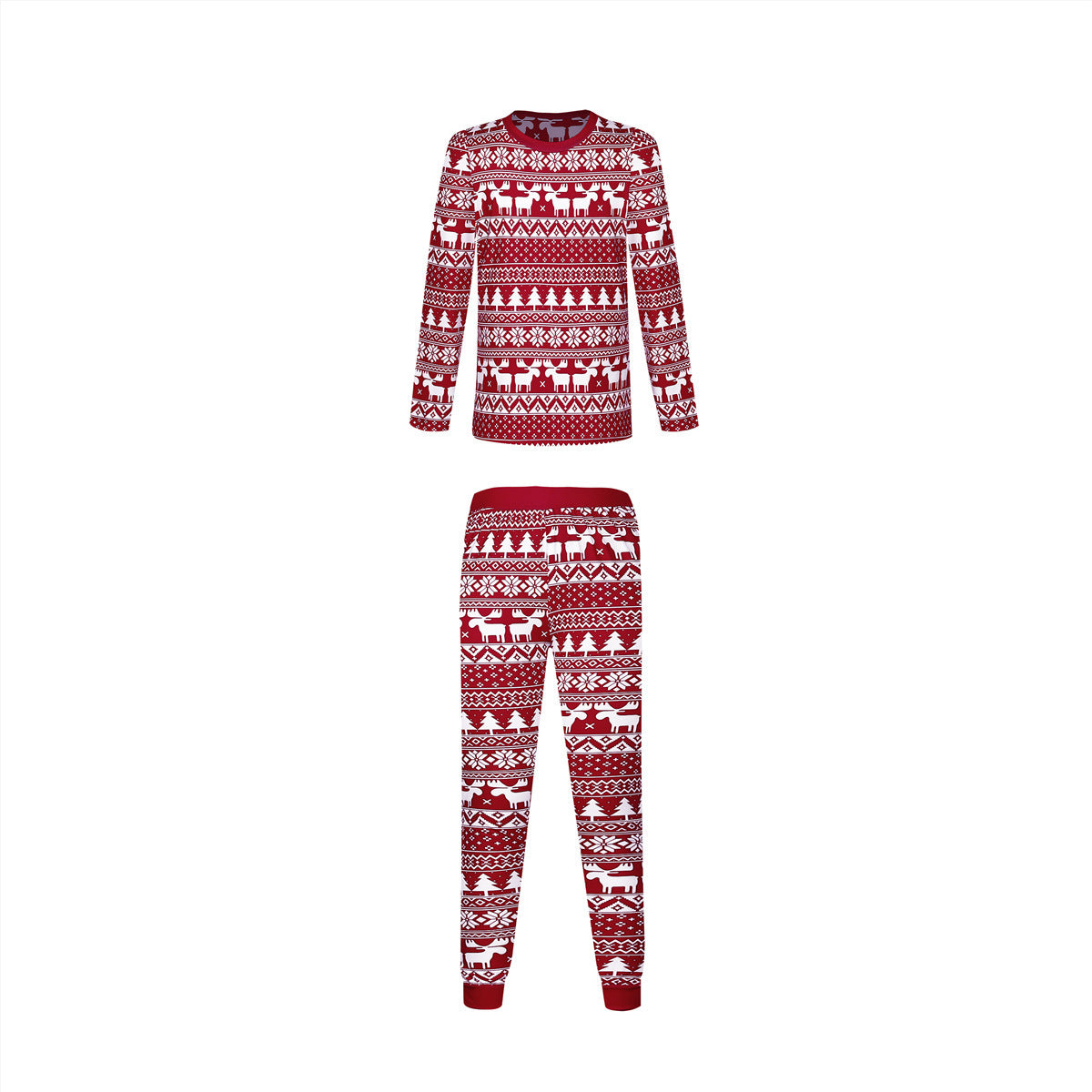 Christmas Print Contrast Color Parent-child Home Service Suit