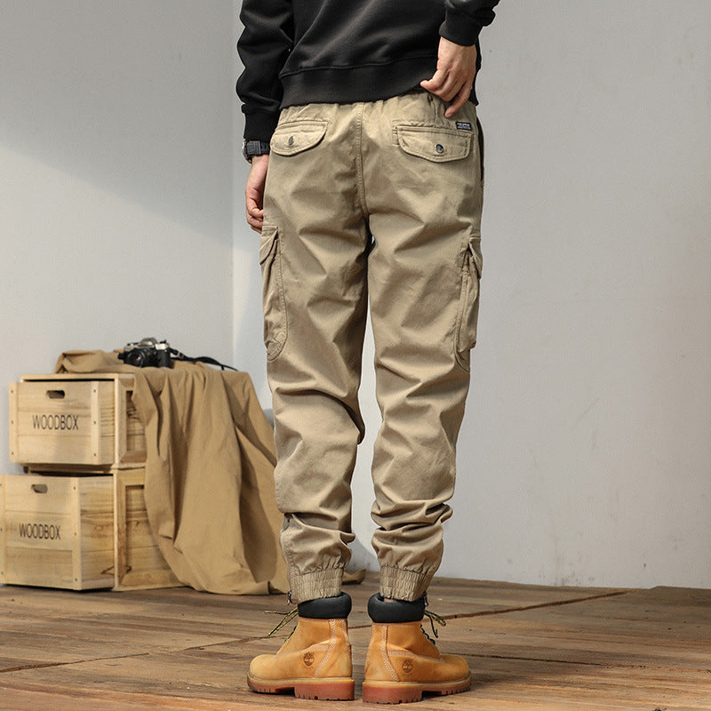 Men’s Slim Fit Overalls – Summer Ankle-Tied Casual Workwear Pants