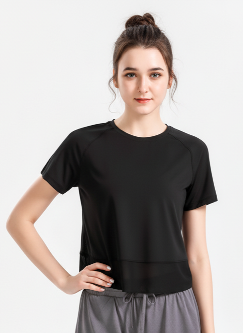 Women’s Short Sleeve Yoga Top – Quick-Dry Fitness & Running T-Shirt