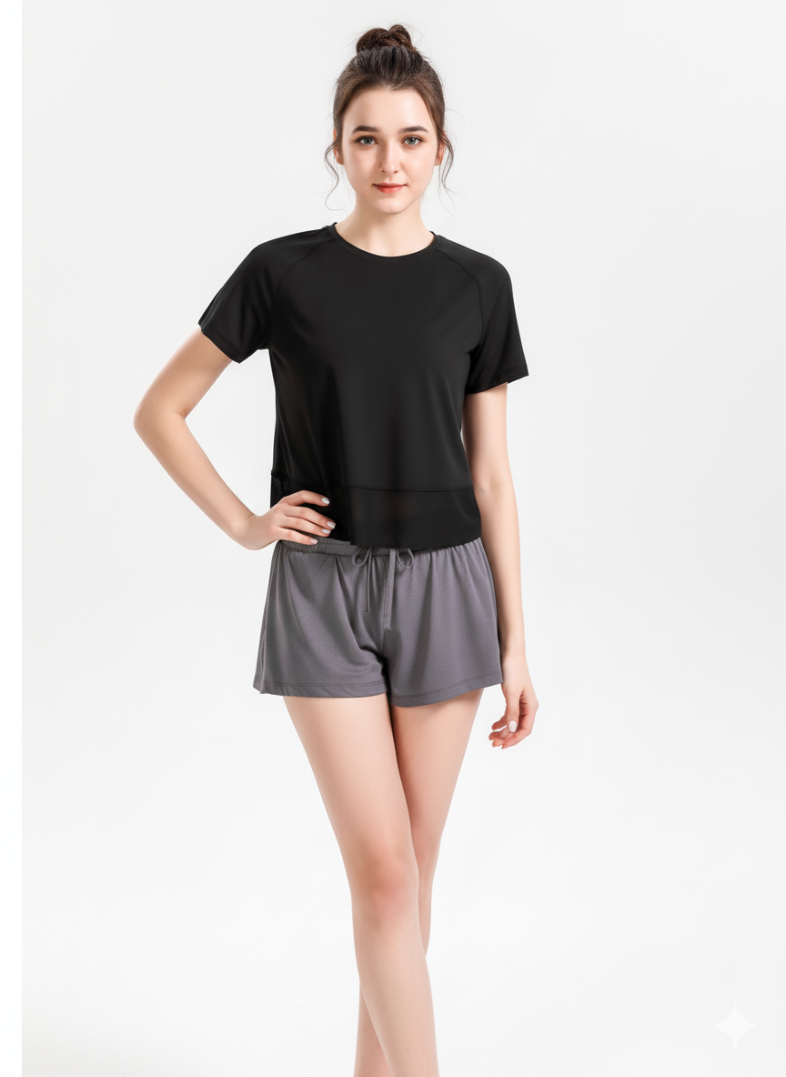 Women’s Short Sleeve Yoga Top – Quick-Dry Fitness & Running T-Shirt