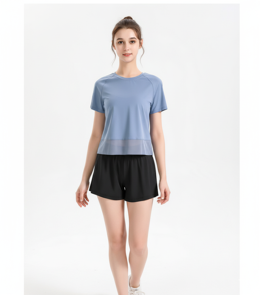 Women’s Short Sleeve Yoga Top – Quick-Dry Fitness & Running T-Shirt