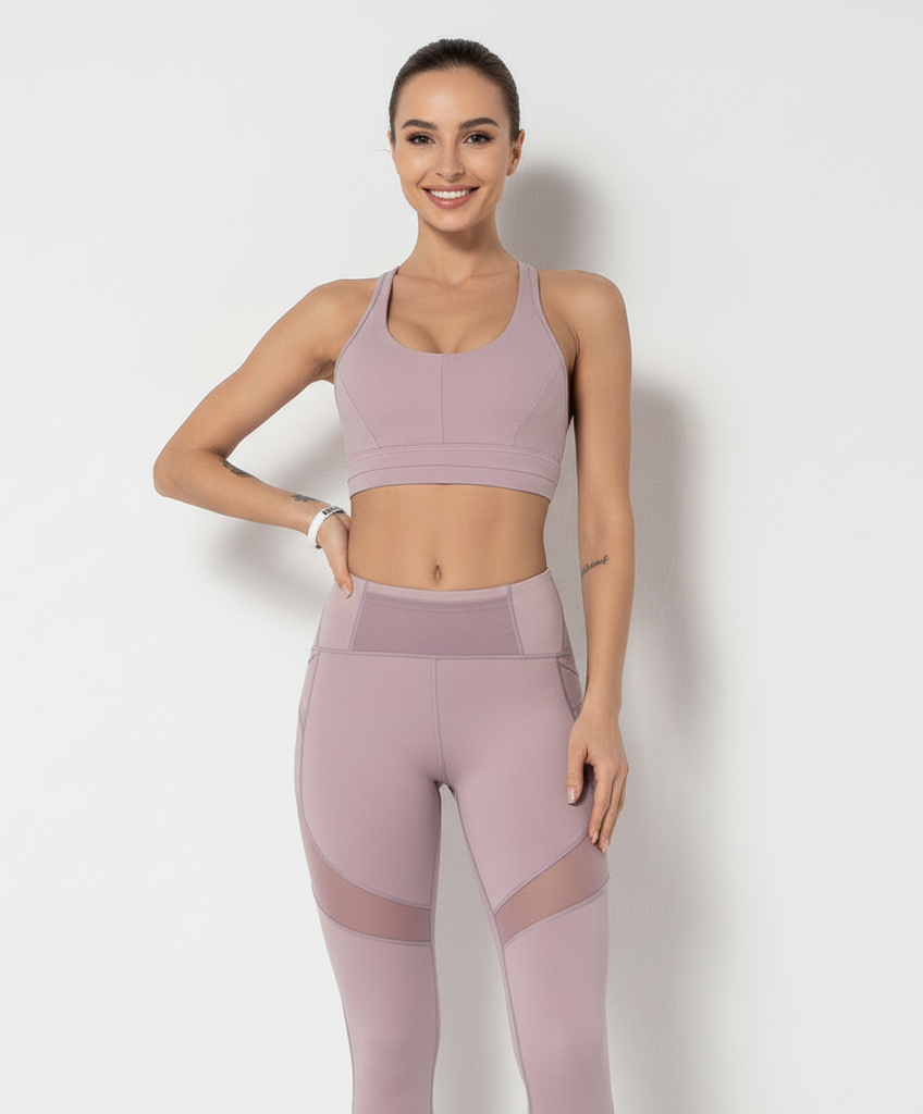 Women’s High Support Yoga Sports Bra – Shockproof, Gathered Design, Fitness Activewear Top