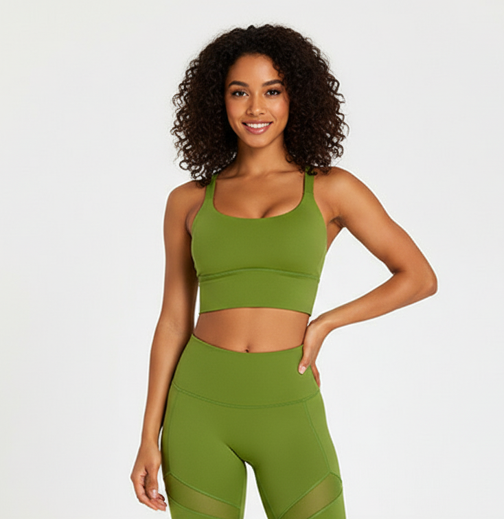Women’s Yoga Sports Bra – Beauty Back Design, Padded, High Support Workout Top