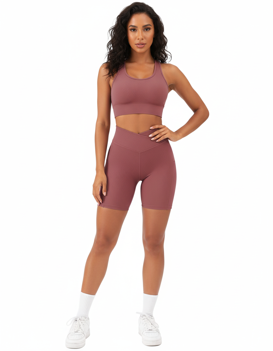 High Rise Sports Shorts for Women – Leopard Print Workout & Running Shorts with Pockets