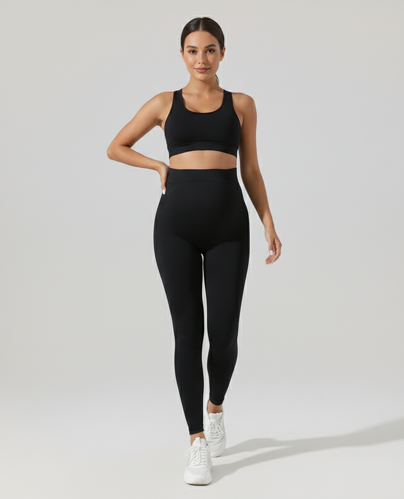 Maternity Belly Support Leggings – Seamless Stretch Yoga Pants