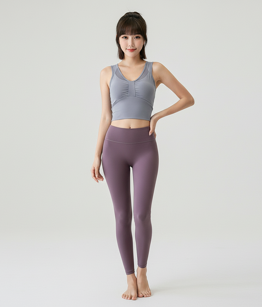 Women’s V-Neck Sports Bra Crop Top – Padded Yoga & Fitness Activewear Tank