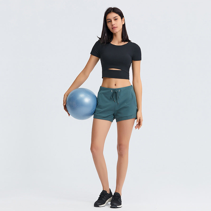 Women’s Buttery Soft Crop Top – Slim Fit Padded Short Sleeve Workout & Running Shirt