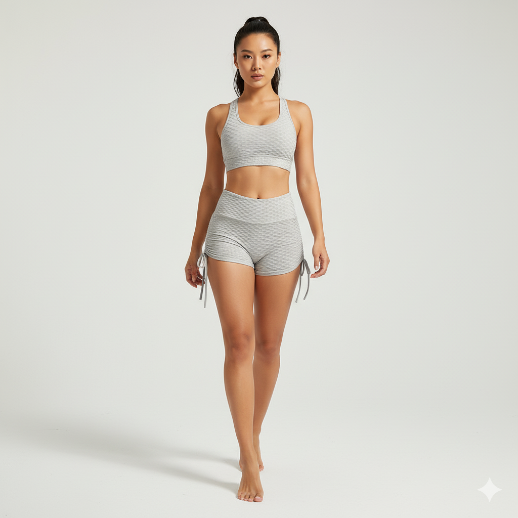 Scrunch Textured Yoga Shorts – Women's Butt Lift Drawstring Workout Shorts