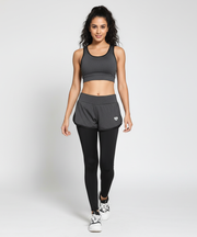 Layered Gym Leggings with Shorts – Women’s Workout Yoga Pants