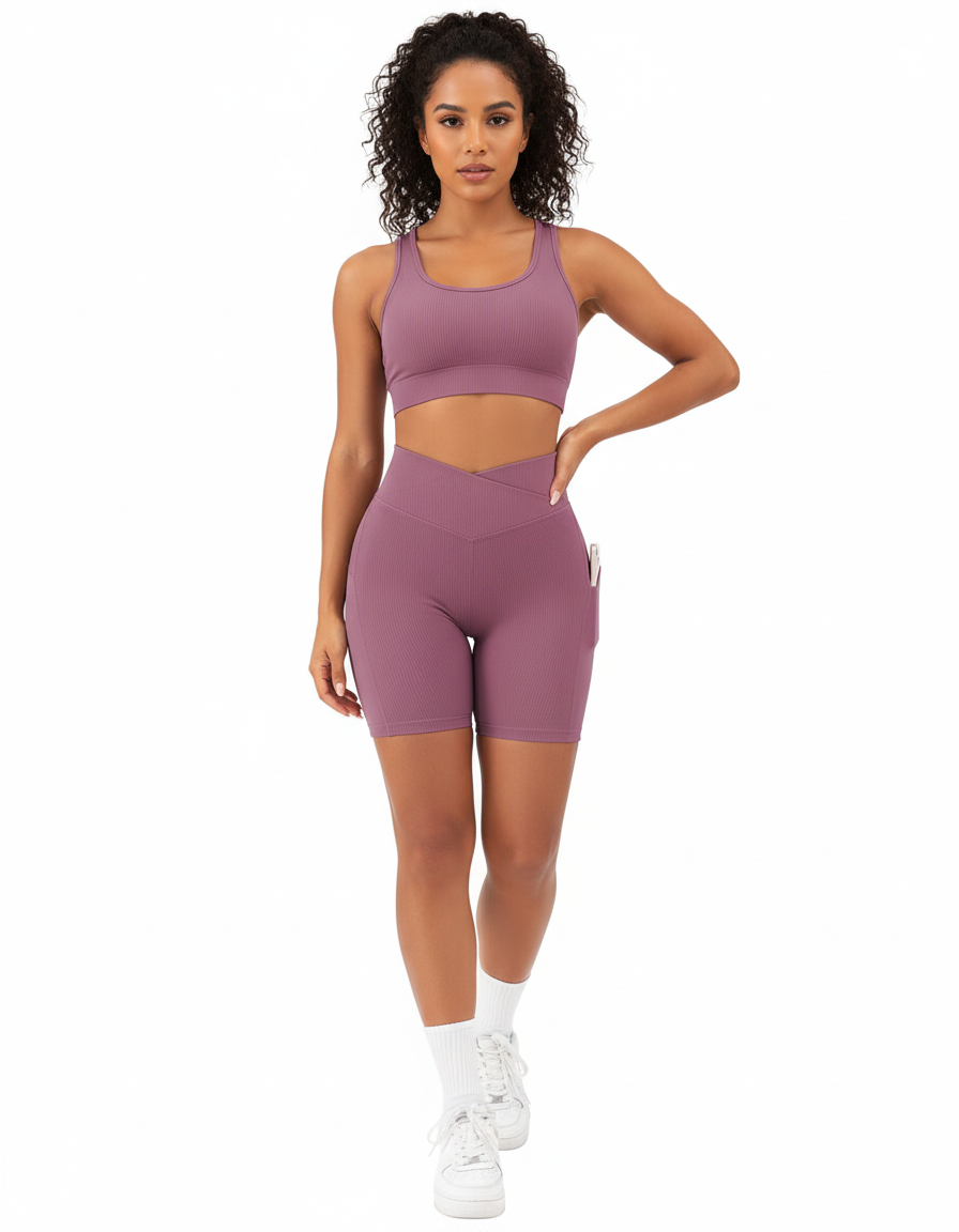 High Rise Sports Shorts for Women – Leopard Print Workout & Running Shorts with Pockets